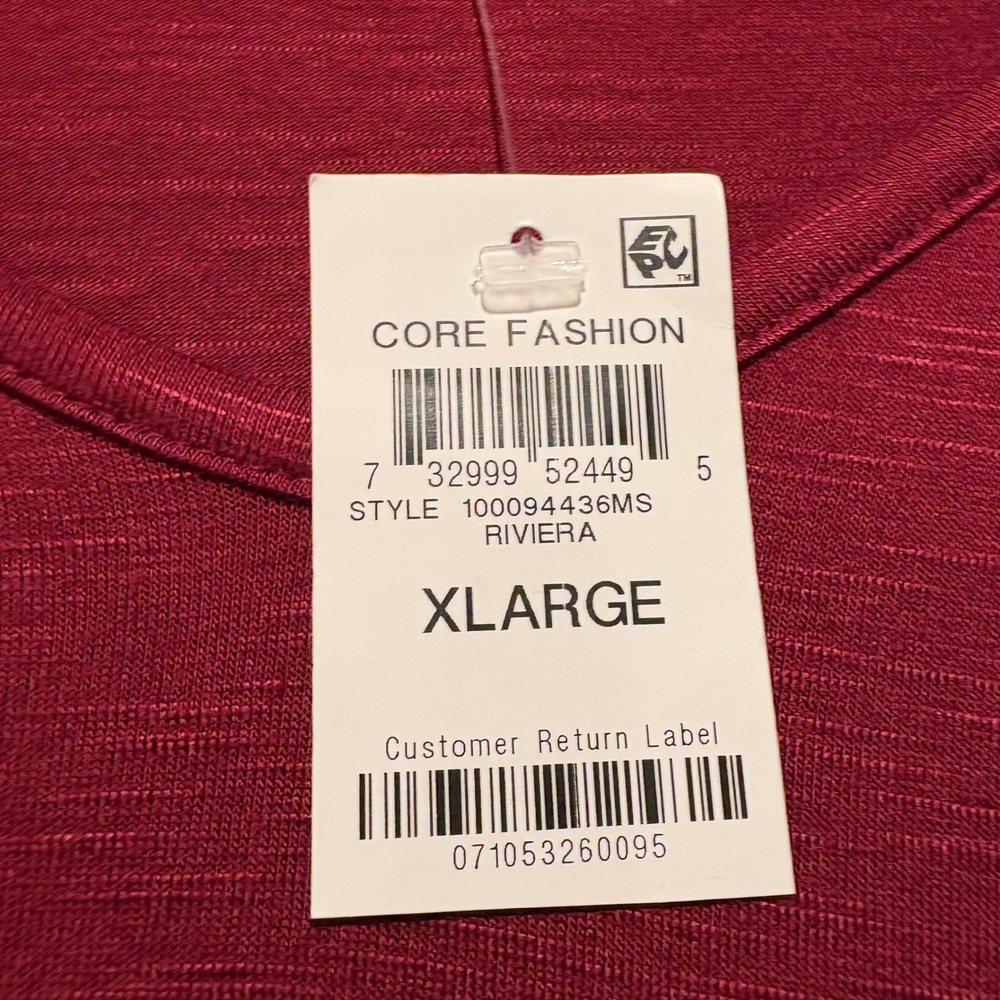 NWT Style & Co Womens XL Burgundy Slub Knit Layered Hem Ruched Sleeve Tunic Top - Picture 8 of 8